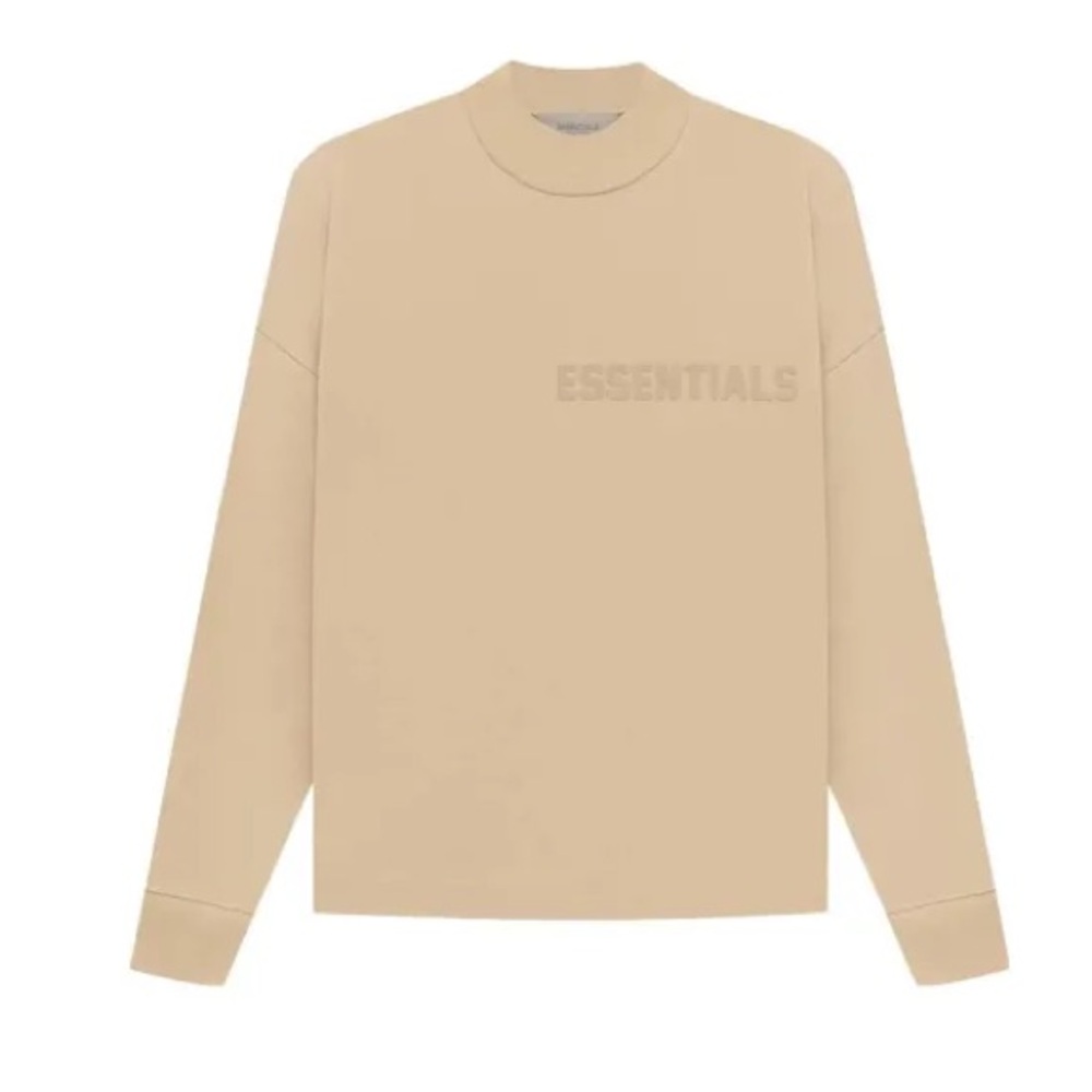 Fear of God Essentials - Long Sleeve Mock Neck Cotton T-Shirt | Med - NWT - Sand